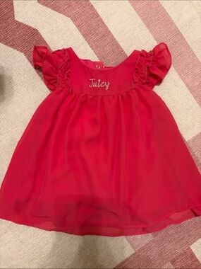 Juicy Couture Red Girls Ruffled Sleeve Dress